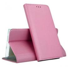 Кожен калъф Magnet Case със стойка за Samsung Galaxy A12 – розов
