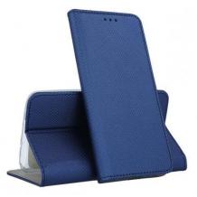 Кожен калъф Magnet Case със стойка за Motorola Moto E6s – син