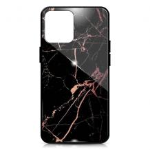 Луксозен гръб за Apple iPhone 12 mini 5.4" - мрамор / черен с розово