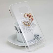 Луксозен твърд гръб с камъни за Samsung Galaxy S7 G930 - прозрачен / маска