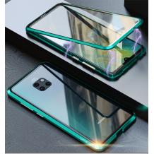 Магнитен калъф Bumper Case 360° FULL за Huawei Mate 20 Pro - прозрачен / зелена рамка