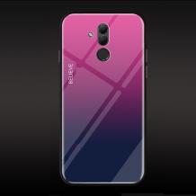 Луксозен стъклен твърд гръб за Huawei Mate 20 Lite - преливащ / розово и синьо