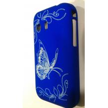 Заден предпазен капак за Samsung Galaxy Y S5360 - син с пеперуда
