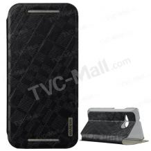 Луксозен кожен калъф Flip тефтер Baseus Brocade Series със стойка за HTC One Mini 2 / M8 Mini - черен