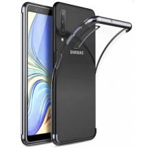 Луксозен силиконов калъф / гръб / TPU за Samsung A50 / A30S / A50S - прозрачен / черен кант