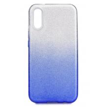 Силиконов калъф / гръб / TPU за Apple iPhone XS Max - преливащ / сребристо и синьо / брокат