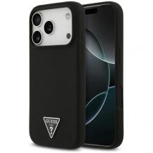 Оригинален силиконов калъф / гръб / GUESS Liquid Silicone Triangle Logo с безжично зареждане MagSafe кейс за Apple iPhone 17 Pro (6.3) - черен