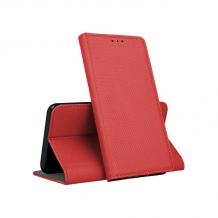 Кожен калъф Magnet Case със стойка за Samsung Galaxy A51 - червен
