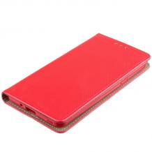 Кожен калъф Magnet Case със стойка за Xiaomi Redmi 5 Plus - червен
