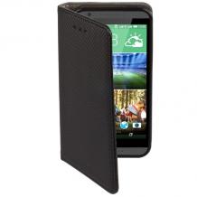 Кожен калъф Magnet Case със стойка за HTC Desire 650 - черен