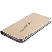 Кожен калъф Magnet Case със стойка за Alcatel One Touch Pixi 4 (4.0) 4034 - златист 