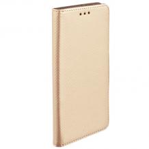 Кожен калъф Magnet Case със стойка за Samsung Galaxy A6 Plus 2018 - златист