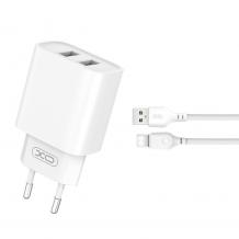 Зарядно устройство комплект XO CE02C 2x USB 2,1A + Type C кабел