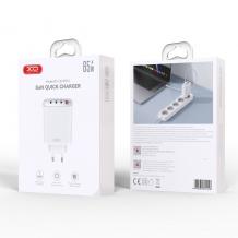 Зарядно устройство преходник адаптер XO CE23 PD 65W / 3 x Type C Quick Charger - бяло