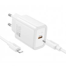 Зарядно устройство HOCO N60 220V 20W / Type C to Lightning - бяло