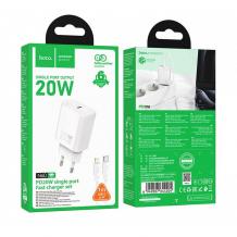 Зарядно устройство HOCO N60 220V 20W / Type C to Lightning - бяло