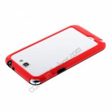 Силиконов калъф / гръб / TPU за Samsung Galaxy Note 2 II N7100 - Cube Texture / бял с червен кант