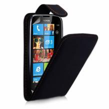 Кожен калъф Flip тефтер за Nokia Lumia 610 - Черен