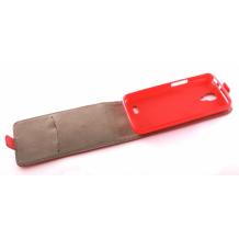 Кожен калъф Flip тефтер Flexi със силиконов гръб за LG F70 D315 - червен