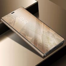 Луксозен калъф Clear View Cover с твърд гръб за Samsung Galaxy J6 Plus - златист