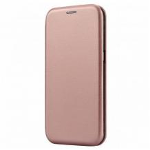 Луксозен кожен калъф Flip тефтер със стойка OPEN за Samsung Galaxy A52 / A52 5G - Rose Gold