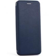 Луксозен кожен калъф Flip тефтер със стойка OPEN за Motorola Moto G9 Play - тъмно син