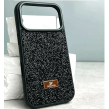 Луксозен твърд гръб Swarovski за Apple iPhone 17 Pro Max - черен / камъни