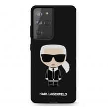 Оригинален силиконов гръб Karl Lagerfeld за Samsung Galaxy S21 Ultra - черен / Karl Head