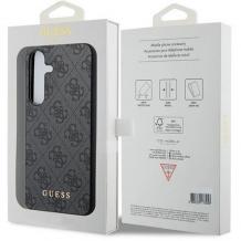 Оригинален калъф / кейс / Guess HC 4G Metal Gold Logo за Samsung Galaxy S24 - черен гръб