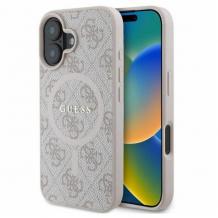 Оригинален кейс Guess HC MagSafe PU 4G Ring Classic Logo case за iPhone 16 (6.1) - светло розов гръб