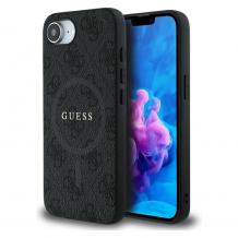 Оригинален калъф / гръб / GUESS с безжично зареждане HC MagSafe PU 4G Ring Classic Logo кейс за iPhone 16e - черен