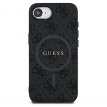 Оригинален калъф / гръб / GUESS с безжично зареждане HC MagSafe PU 4G Ring Classic Logo кейс за iPhone 16e - черен