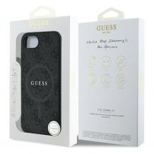 Оригинален калъф / гръб / GUESS с безжично зареждане HC MagSafe PU 4G Ring Classic Logo кейс за iPhone 16e - черен