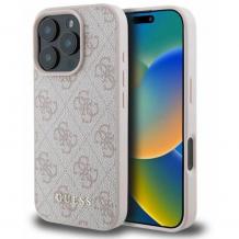 Оригинален силиконов гръб  / кейс / GUESS Quilted 4G Classic Series за Apple iPhone 16 Pro (6.3) - светло розов