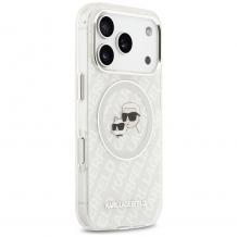 Оригинален калъф / гръб / Karl Lagerfeld Glitter кейс с безжично зареждане MagSafe за Apple iPhone 17 Pro Max (6.9) - прозрачен / Karl and Choupette