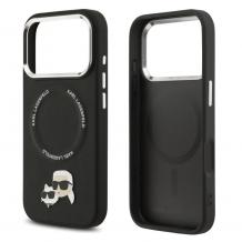 Оригинален калъф / гръб / Karl Lagerfeld Karl and Choupette Pins с безжично зареждане MagSafe кейс за Apple iPhone 17 Pro (6.3) - черен