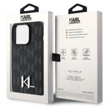 Оригинален калъф / кейс / Karl Lagerfeld Leather Monogram Hot Stamp Metal Logo, За iPhone 15 Pro (6.1) черен