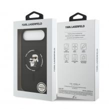 Оригинален калъф / гръб / Karl Lagerfeld Silicone Double Heads And Circle с безжично зареждане MagSafe кейс за Apple iPhone 17 Air (6.9) - черен