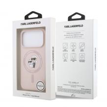 Оригинален калъф / гръб / Karl Lagerfeld Silicone Double Heads And Circle с безжично зареждане MagSafe кейс за Apple iPhone 17 Pro Max (6.9) - розов