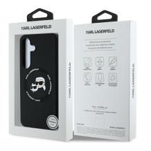Оригинален силиконов калъф / гръб / Karl Lagerfeld с безжично зареждане MagSafe кейс за Samsung Galaxy S25 - черен Karl & Cat