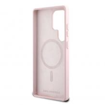Оригинален кейс Karl Lagerfeld Silicone Double Heads And Circle MagSafe Samsung Galaxy S25 Ultra - Розов