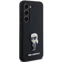 Оригинален калъф / кейс / Karl Lagerfeld Silicone Ikonik Metal Pin за Samsung Galaxy S24 - черен гръб