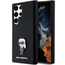 Оригинален силиконов калъф / гръб / Karl Lagerfeld Ikonik Metal Pin кейс за Samsung Galaxy S24 Ultra - черен Karl