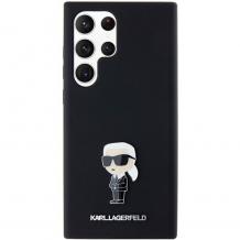 Оригинален силиконов калъф / гръб / Karl Lagerfeld Ikonik Metal Pin кейс за Samsung Galaxy S24 Ultra - черен Karl