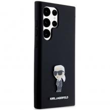 Оригинален силиконов калъф / гръб / Karl Lagerfeld Ikonik Metal Pin кейс за Samsung Galaxy S24 Ultra - черен Karl