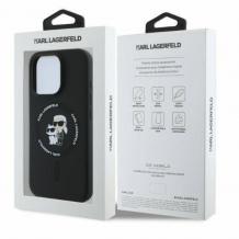 Оригинален кейс Karl Lagerfeld Silicone Karl and Choupette Heads MagSafe case за iPhone 16 Pro Max (6.9) - черен гръб