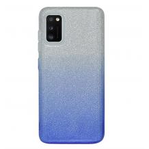 Силиконов калъф / гръб / TPU за Samsung Galaxy A41 A415 - преливащ / сребристо и синьо / брокат