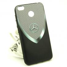 Луксозен твърд гръб за Huawei P10 Lite - Mercedes - Benz / черно с сиво