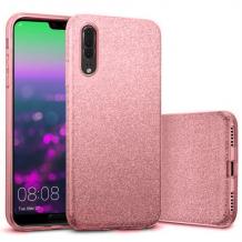 Силиконов калъф / гръб / TPU за Huawei P20 Pro - розов / брокат