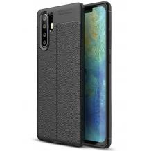 Луксозен силиконов калъф / гръб / TPU за Huawei P30 Pro - черен / имитиращ кожа